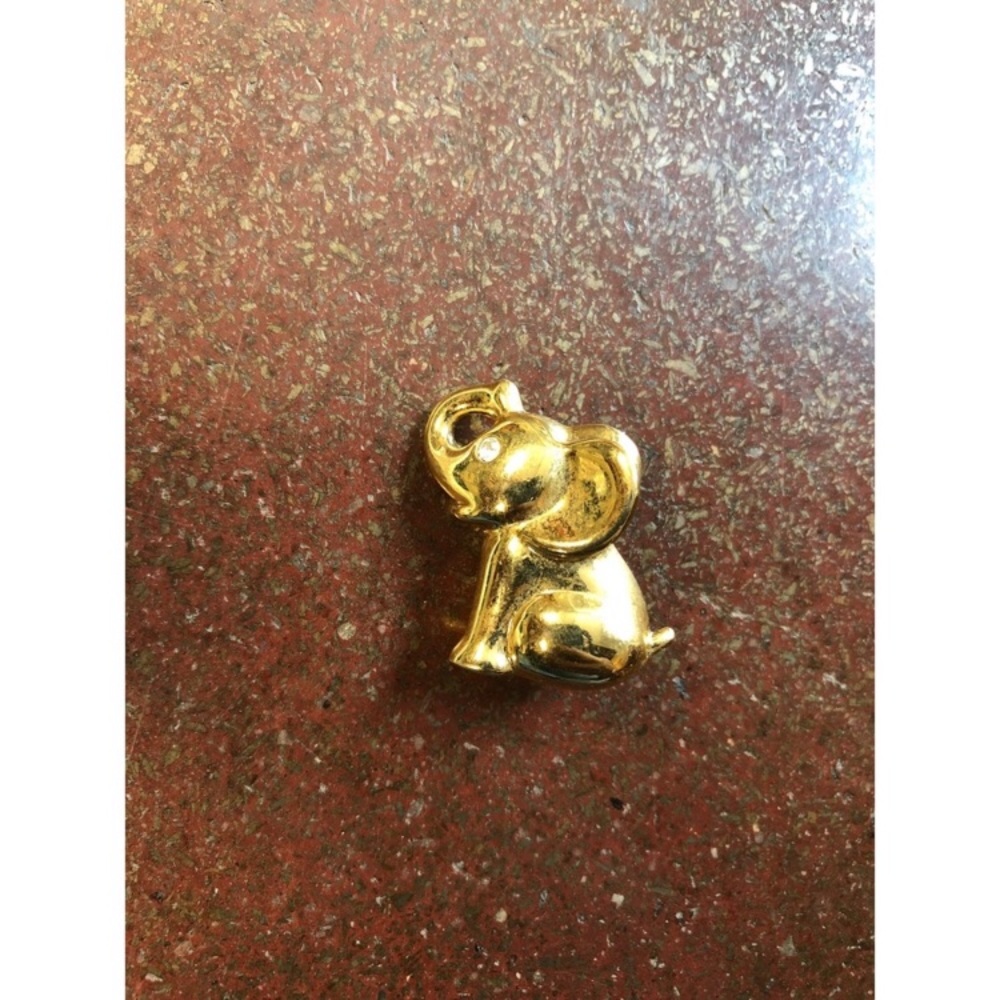 Tiny Gold Elephant Brooch